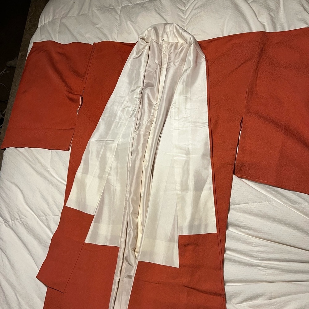 Handmade Orange Kimono with White Lining